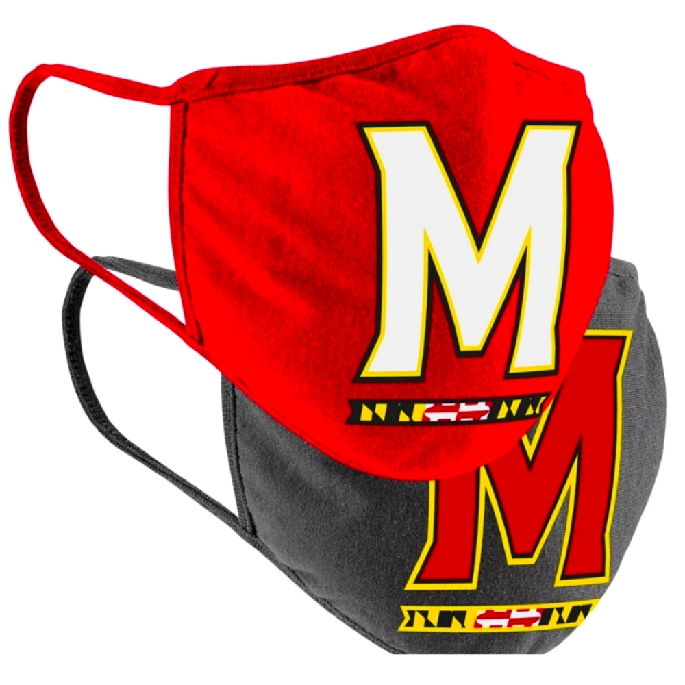 NWT Unisex University Of Maryland Terrapins 2 Pack Face Coverings